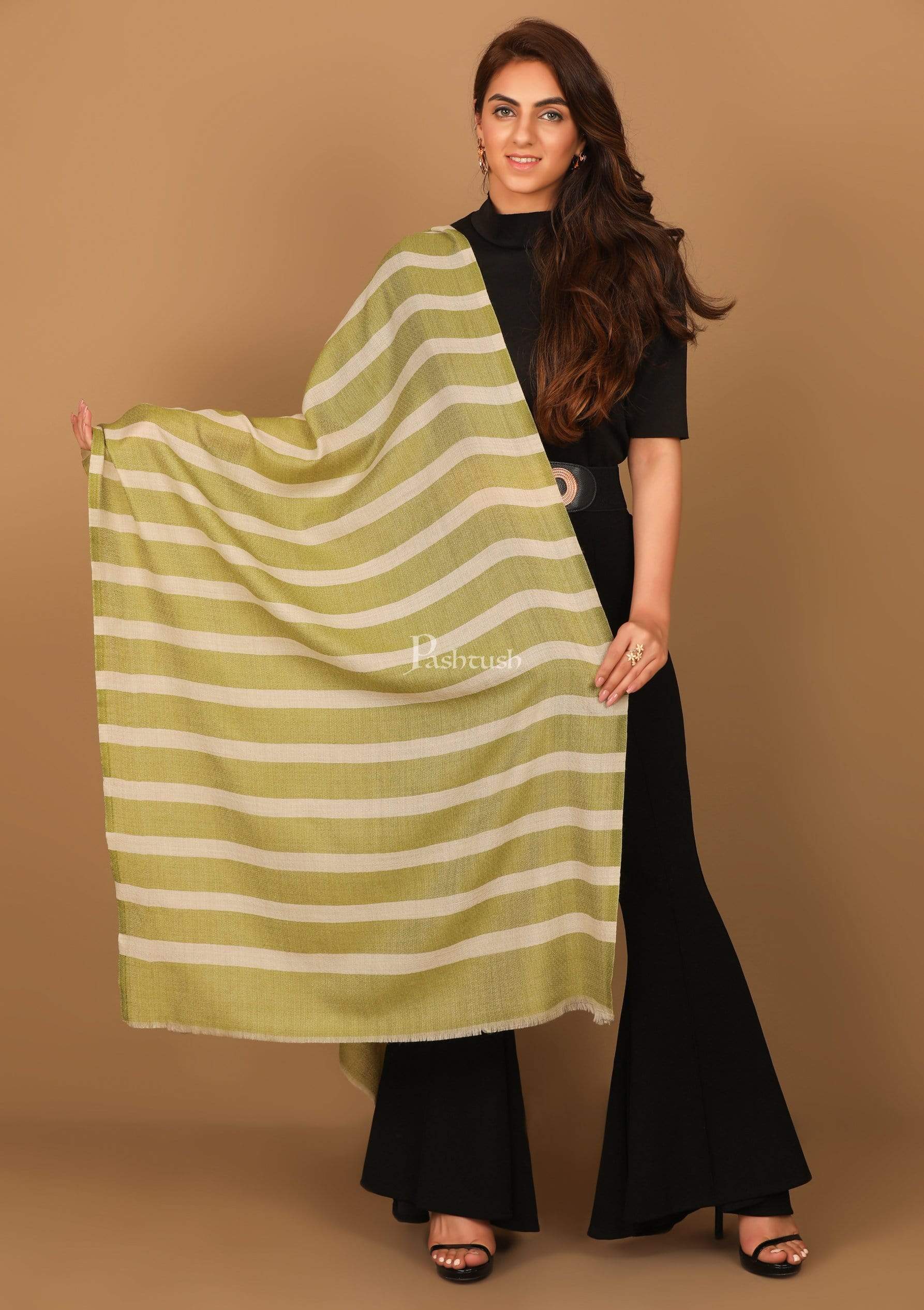 Pashtush India Stole Pashtush Women's Soft Fine Wool Scarf, Soft Stole, Emerald Green