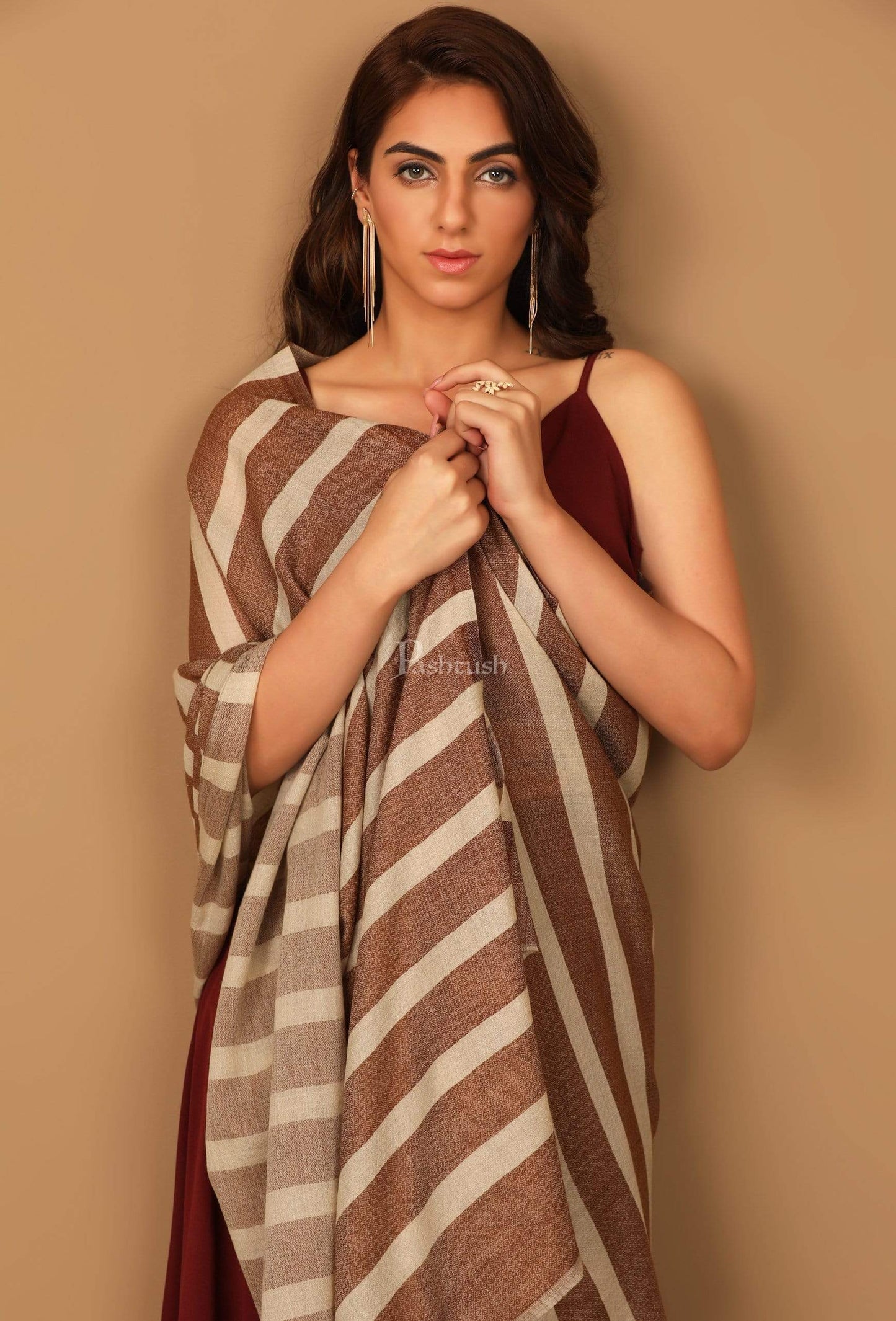 Pashtush India 70x200 Pashtush Women's Soft Fine Wool Scarf, Soft Stole, Mocha