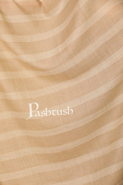 Pashtush India Stole Pashtush Women's Soft Fine Wool Scarf, Striped Nude Beige