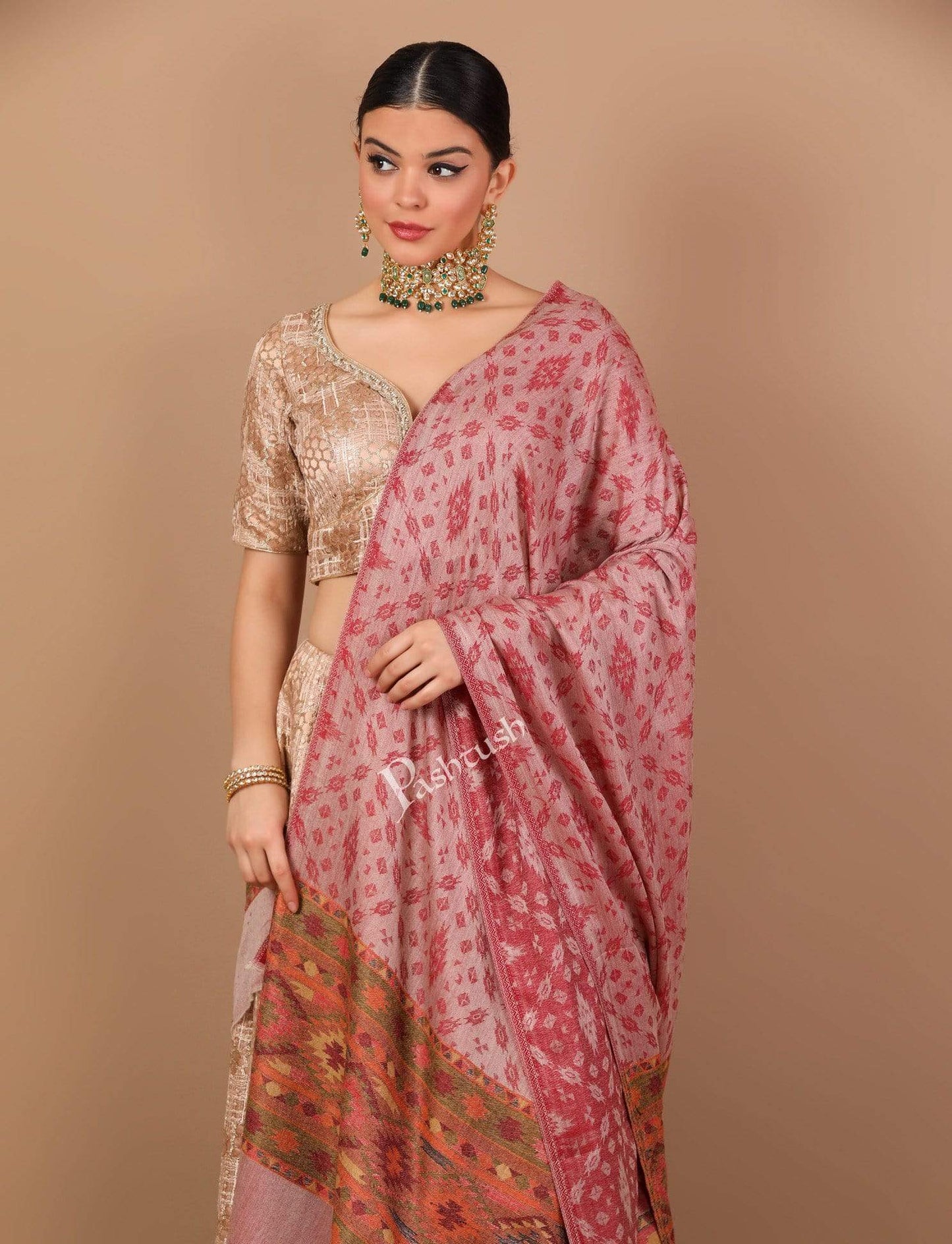 Pashtush India Shawl Pashtush Women's Soft Fine Wool  Shawl with Kaani Weave Palla