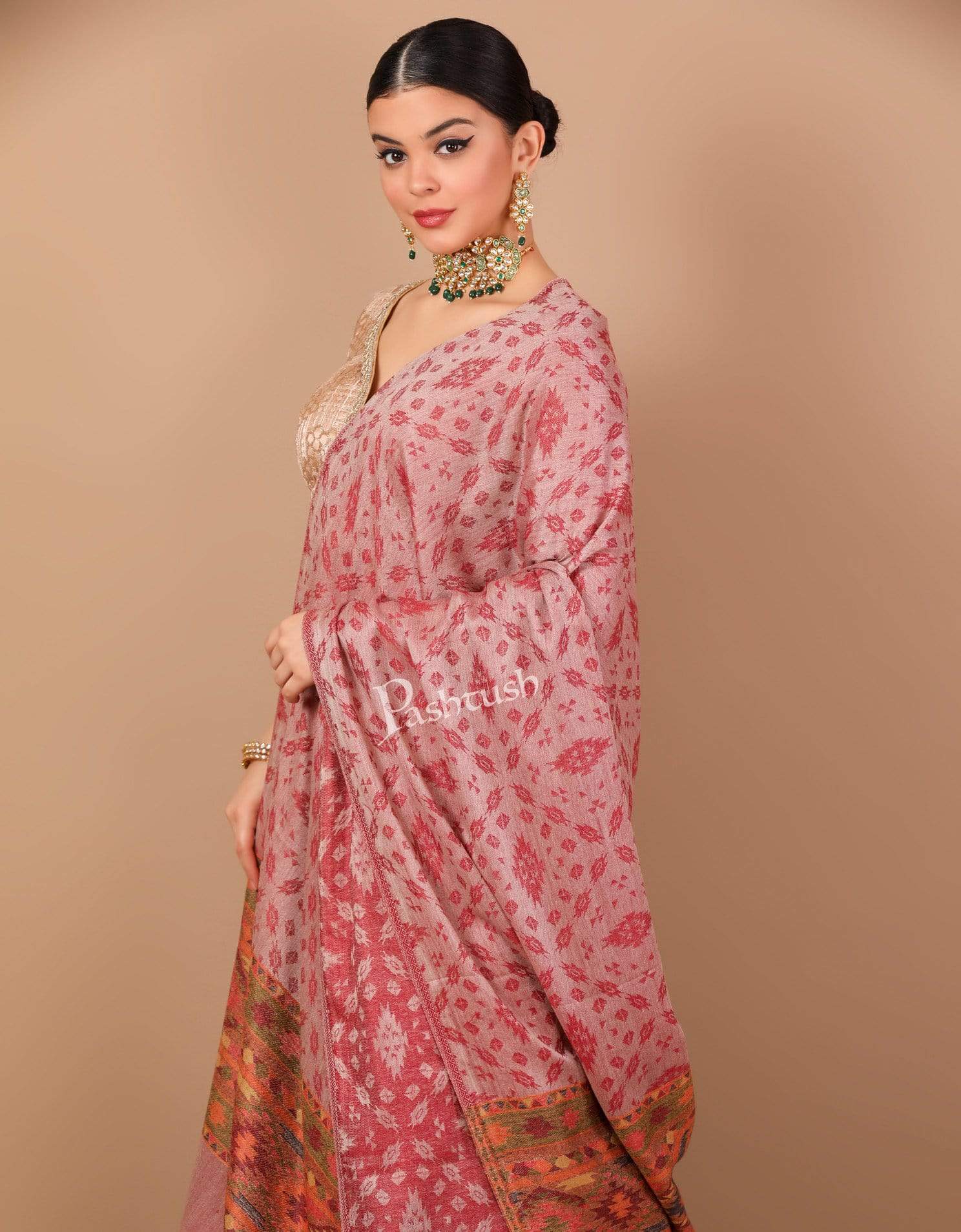Pashtush India Shawl Pashtush Women's Soft Fine Wool  Shawl with Kaani Weave Palla