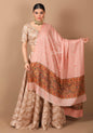 Pashtush India Shawl Pashtush Women's Soft Fine Wool  Shawl with Kaani Weave Palla, Soft Peach