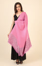 Pashtush India Womens Stoles and Scarves Scarf Pashtush Women'S Soft Fine Wool Wool Stole With Ethnic Floral Paisley Palla Victorian Pink
