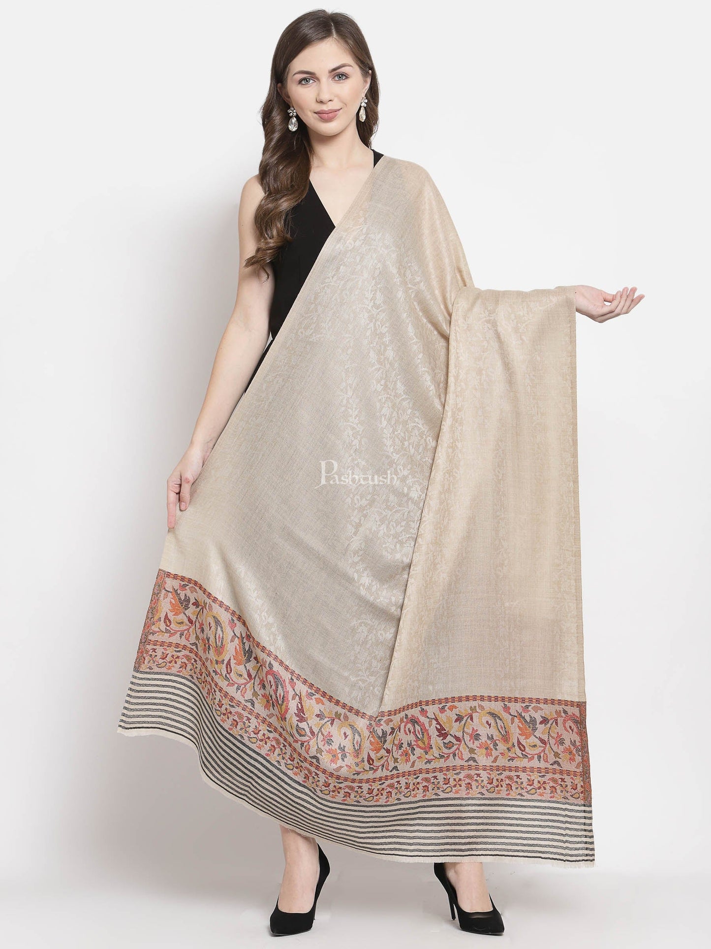 Pashtush India Womens Shawls Pashtush Women'S Soft Wool Cashmere Blended Shawl, Ethnic Palla