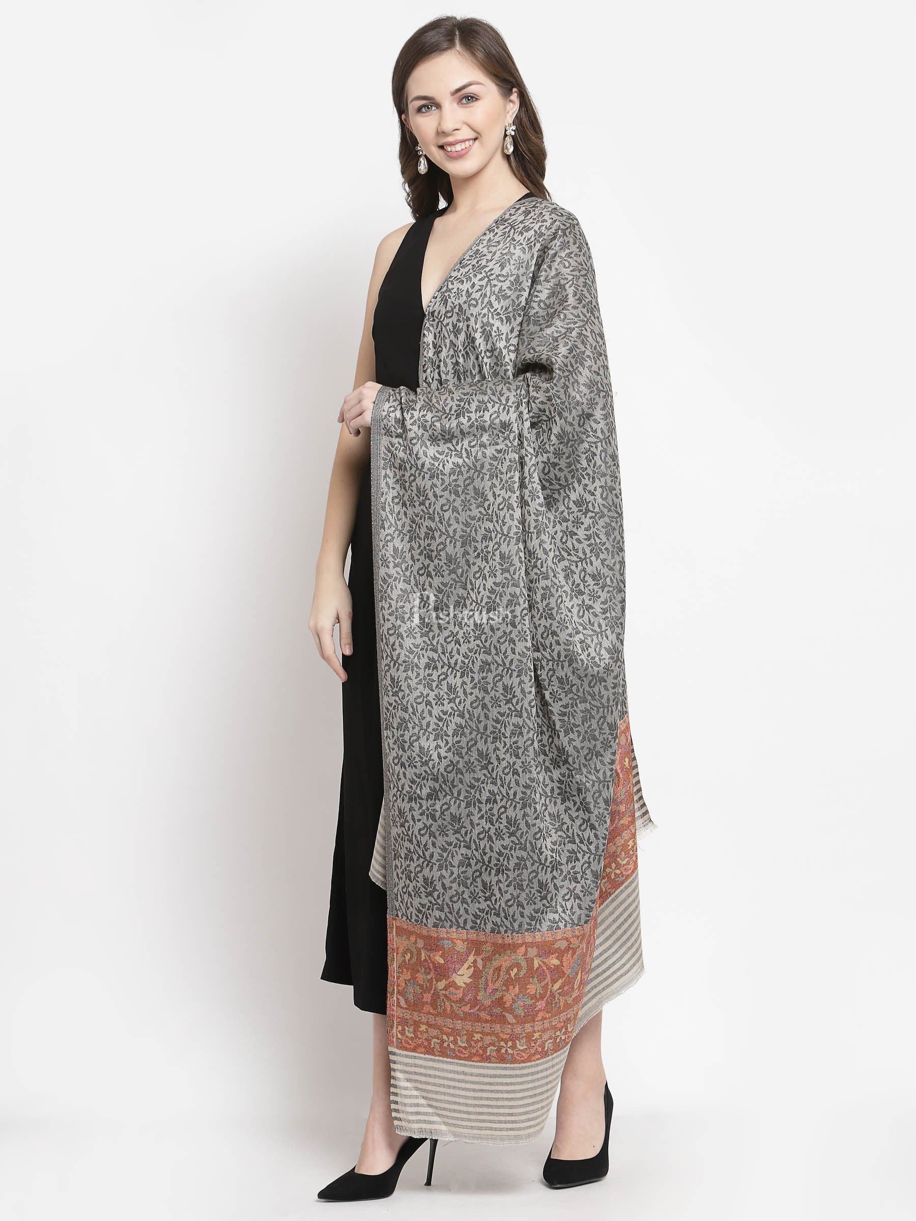 Pashtush India Womens Shawls Pashtush Women'S Soft Wool Cashmere Blended Shawl, Ethnic Palla, Grey