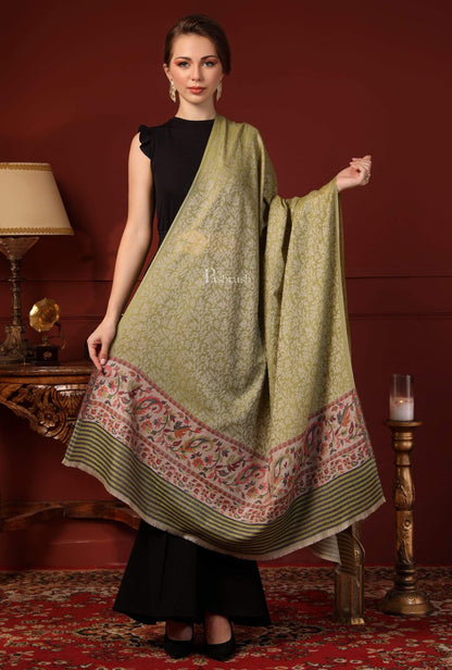 Pashtush India 100x200 Pashtush Women's Soft Wool Cashmere Blended Shawl, Kaani Palla, Green