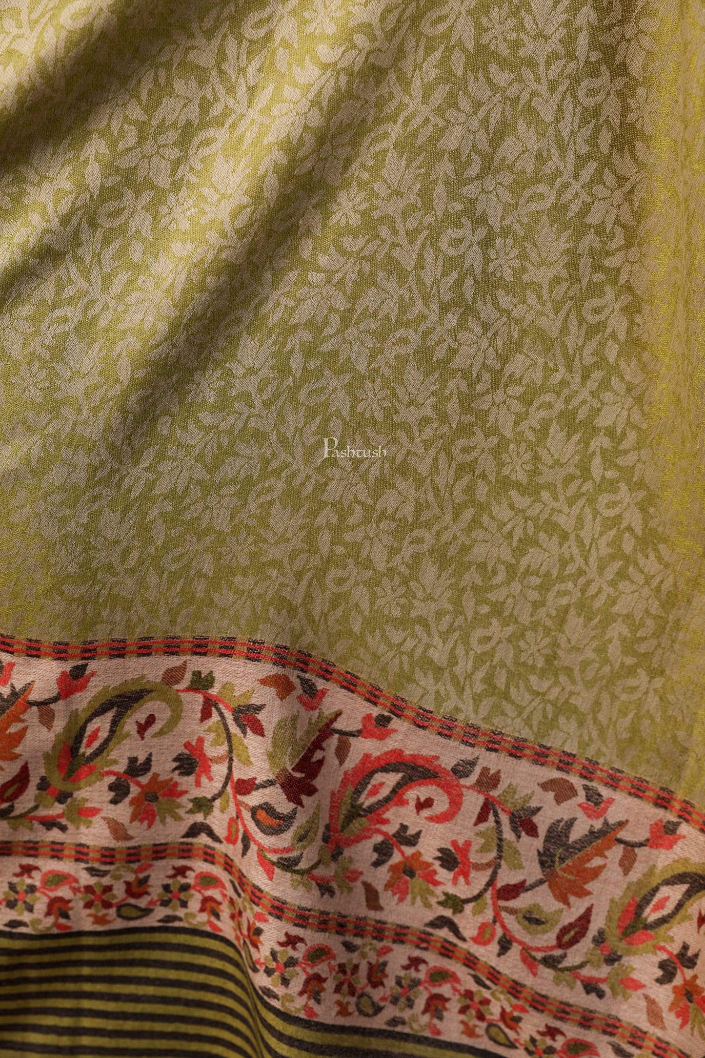 Pashtush India 100x200 Pashtush Women's Soft Wool Cashmere Blended Shawl, Kaani Palla, Green