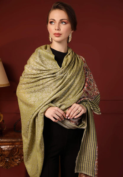 Pashtush India 100x200 Pashtush Women's Soft Wool Cashmere Blended Shawl, Kaani Palla, Green