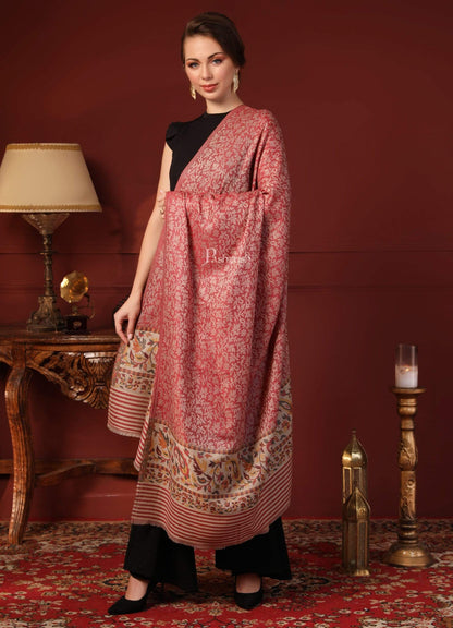 Pashtush India 100x200 Pashtush Women's Soft Wool Cashmere Blended Shawl, Kaani Palla, Pink