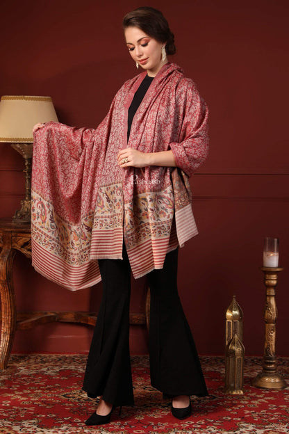 Pashtush India 100x200 Pashtush Women's Soft Wool Cashmere Blended Shawl, Kaani Palla, Pink