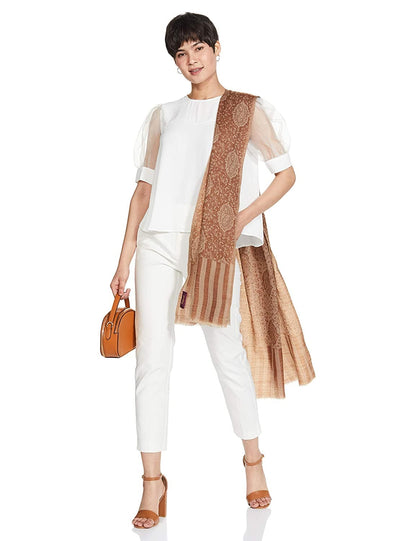 Pashtush India 70x200 Pashtush Women's Soft Wool, Reversible Stole Scarf, Espresso Brown