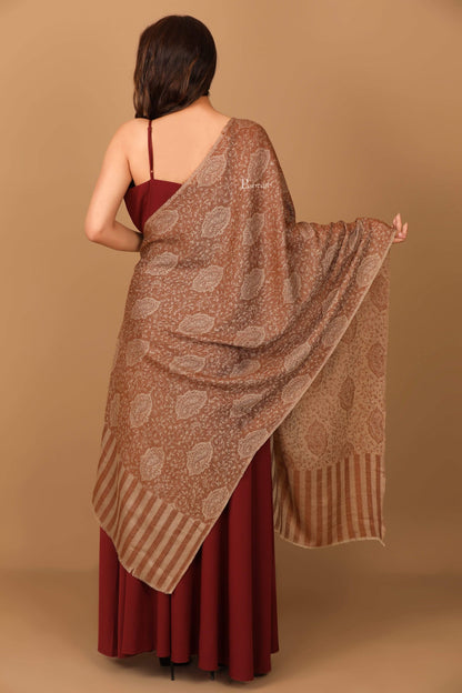 Pashtush India 70x200 Pashtush Women's Soft Wool, Reversible Stole Scarf, Espresso Brown