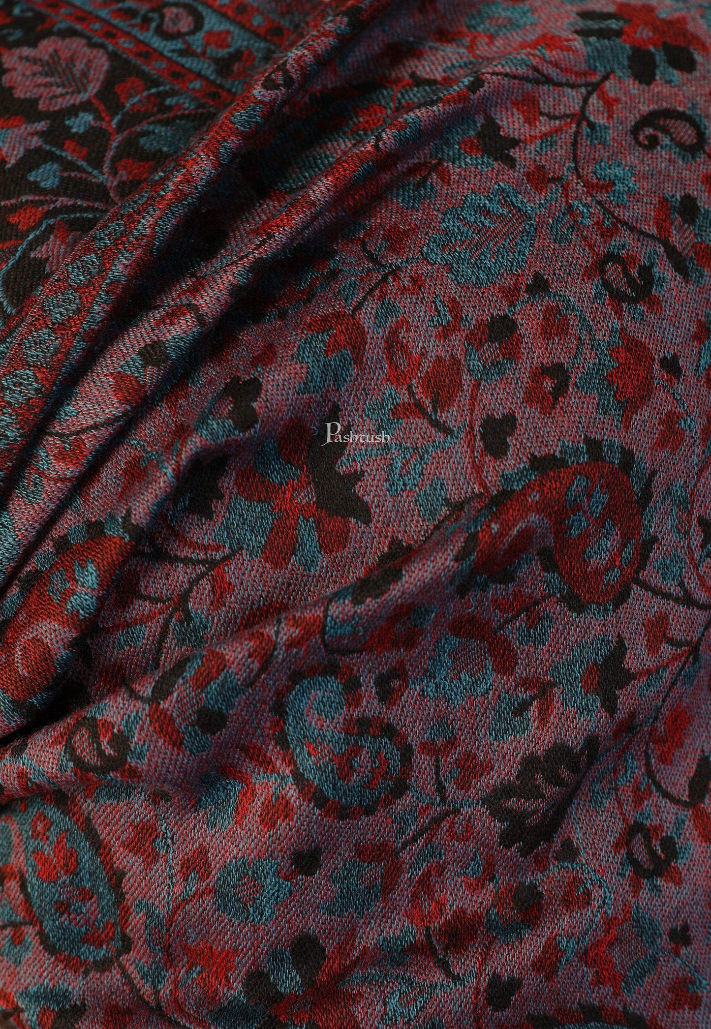 Pashtush India 70x200 Pashtush Women's Soft Wool, Reversible Stole, Scarf, Kaani Weave, Black and Lilac