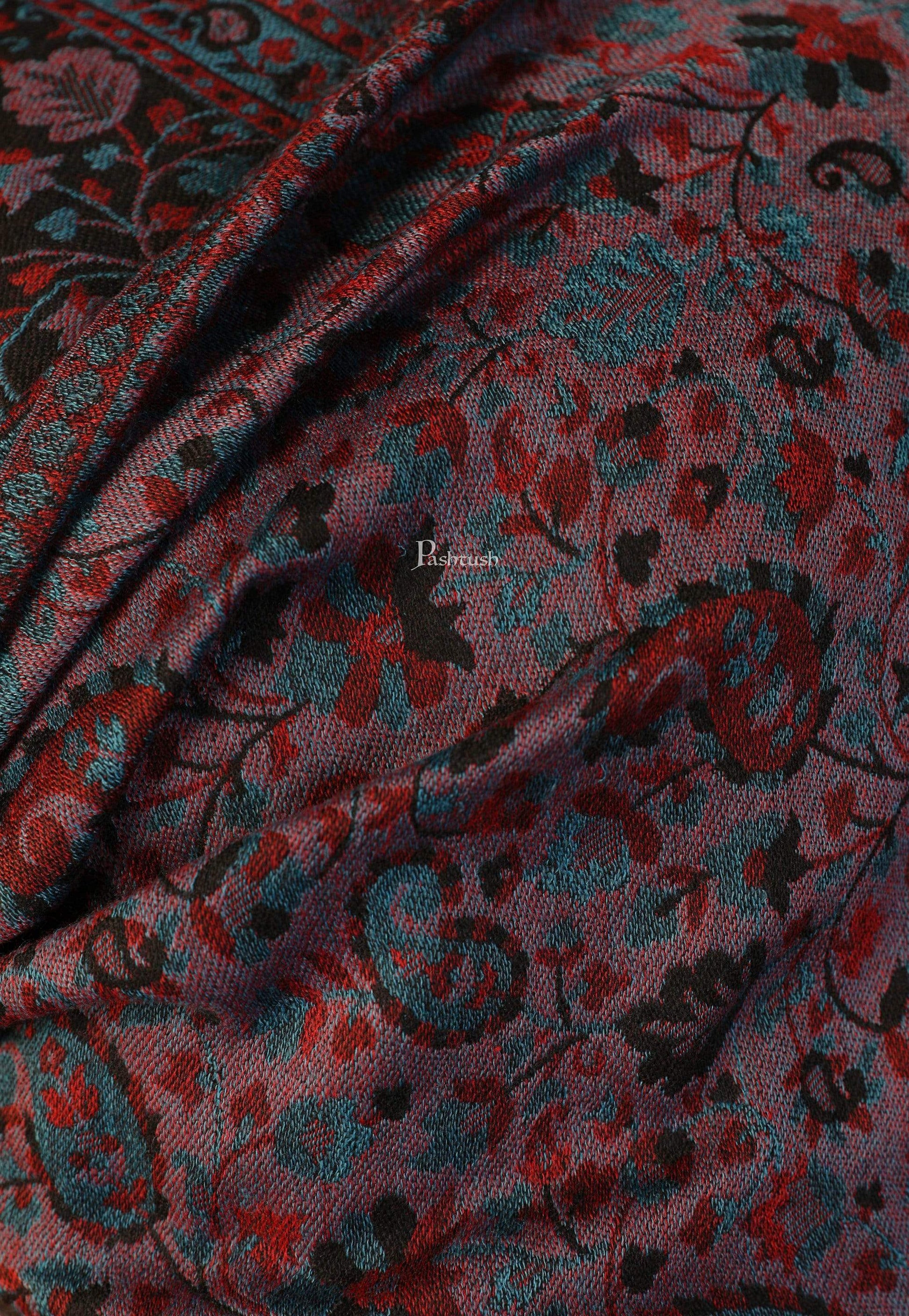 Pashtush India 70x200 Pashtush Women's Soft Wool, Reversible Stole, Scarf, Kaani Weave, Black and Lilac