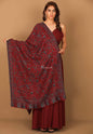 Pashtush India Stole Pashtush Women's Soft Wool, Reversible Stole, Scarf, Kaani Weave, Deep Maroon