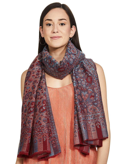 Pashtush India 70x200 Pashtush Women's Soft Wool, Reversible Stole, Scarf, Kaani Weave, Peel Lilac