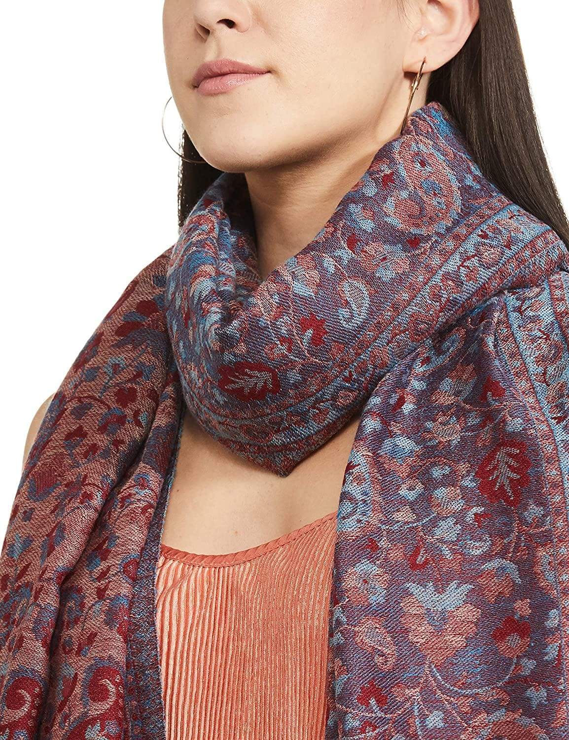 Pashtush India 70x200 Pashtush Women's Soft Wool, Reversible Stole, Scarf, Kaani Weave, Peel Lilac
