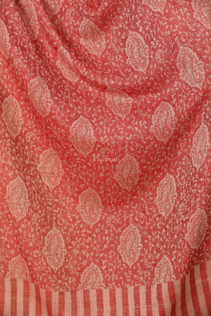 Pashtush India Stole Pashtush Women's Soft Wool, Reversible Stole Scarf, Self Paisley Weave, Ruby