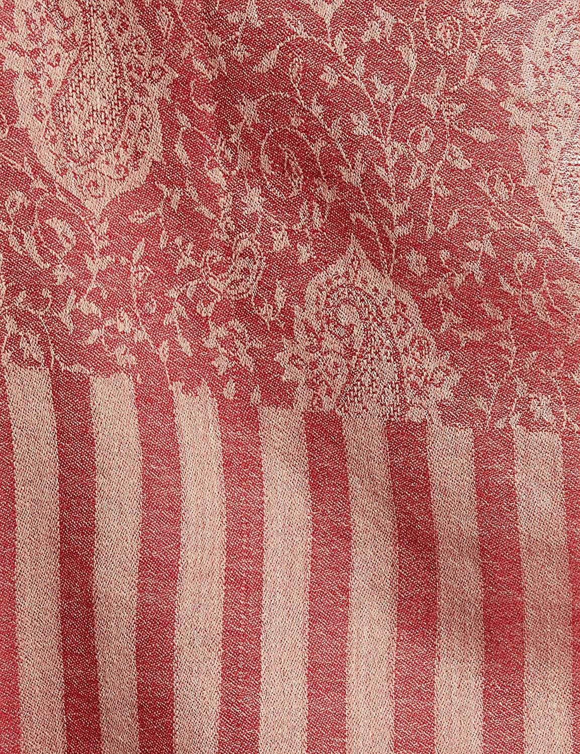 Pashtush India 70x200 Pashtush Women's Soft Wool, Reversible Stole Scarf, Self Paisley Weave, Ruby