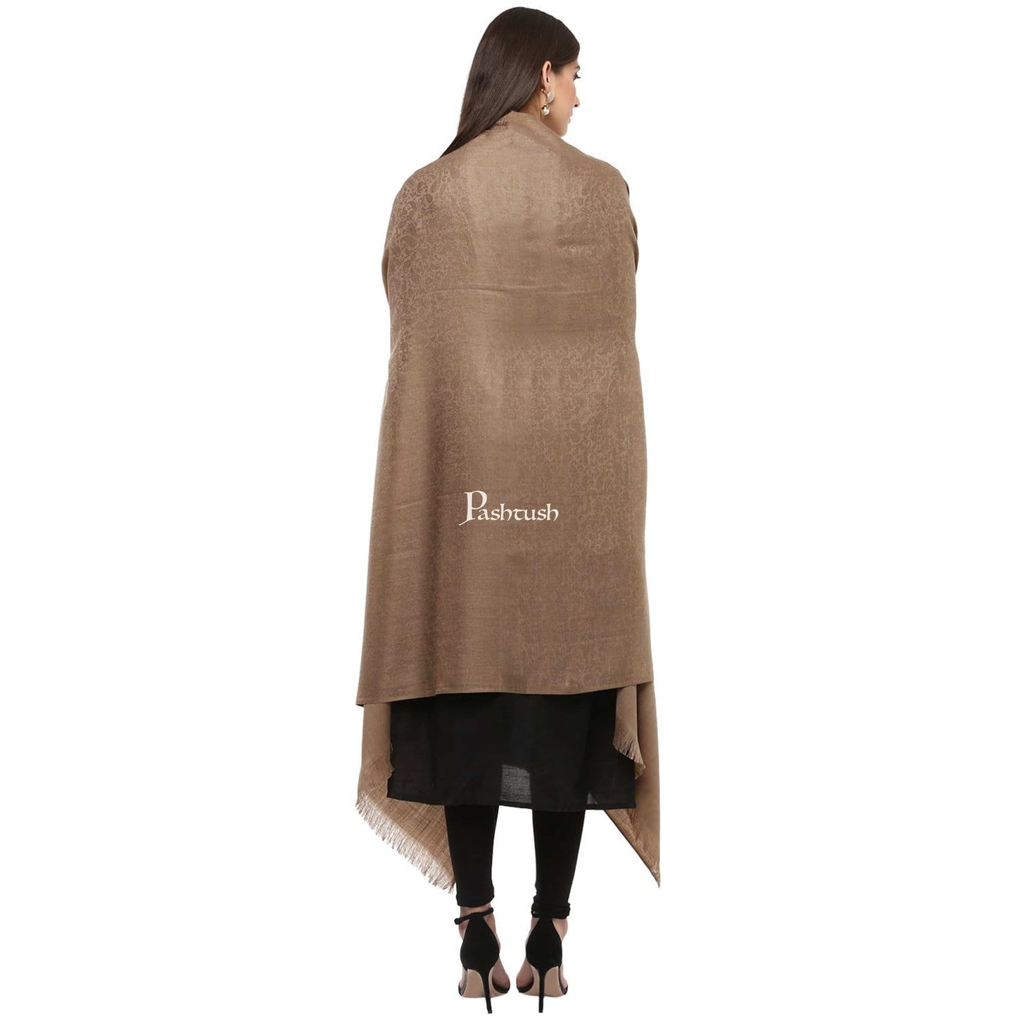 Pashtush India Womens Shawls Pashtush Women'S Soft Wool Shawl Dark Brown ( Tooth )