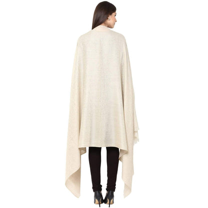 Pashtush India 100x200 Pashtush Women's Soft Wool Shawl with paisley Design, Light Beige