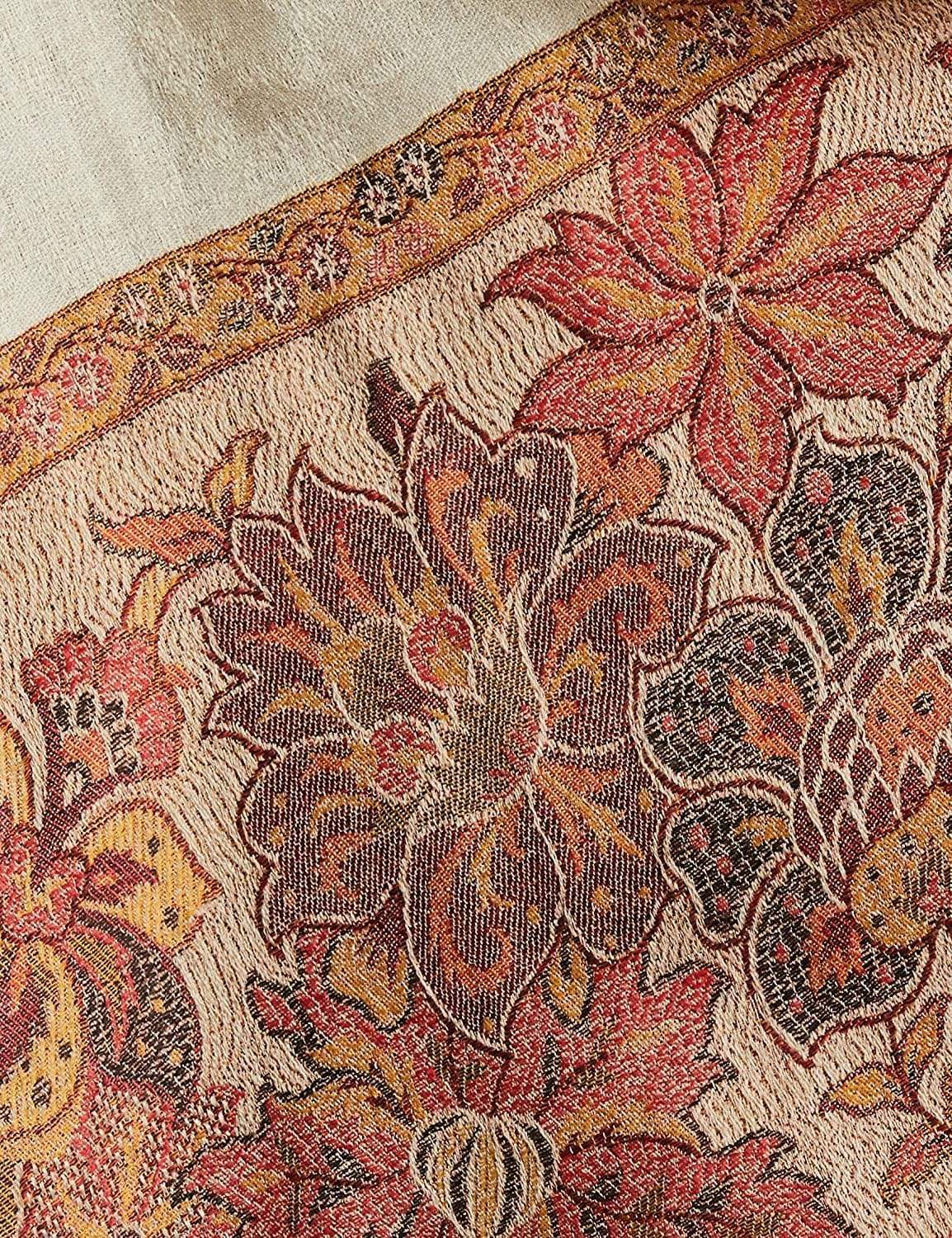 Pashtush India 70x200 Pashtush Women's Soft Wool Stole, Soft Wool Scarf, Floral Beige
