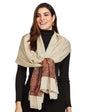 Pashtush India 70x200 Pashtush Women's Soft Wool Stole, Soft Wool Scarf, Floral Beige