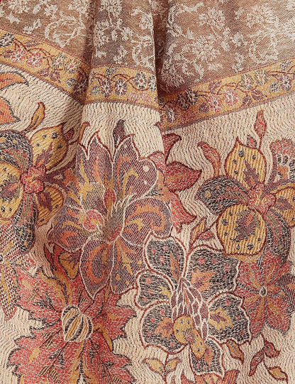 Pashtush India 100x200 Pashtush Women's Soft Wool Stole, Soft Wool Scarf, Floral coffee
