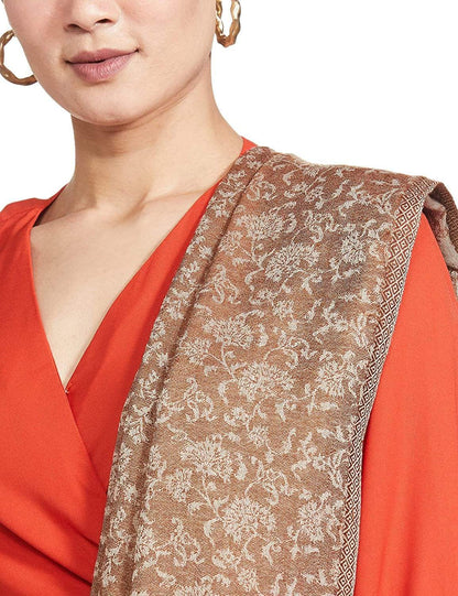 Pashtush India 100x200 Pashtush Women's Soft Wool Stole, Soft Wool Scarf, Floral coffee