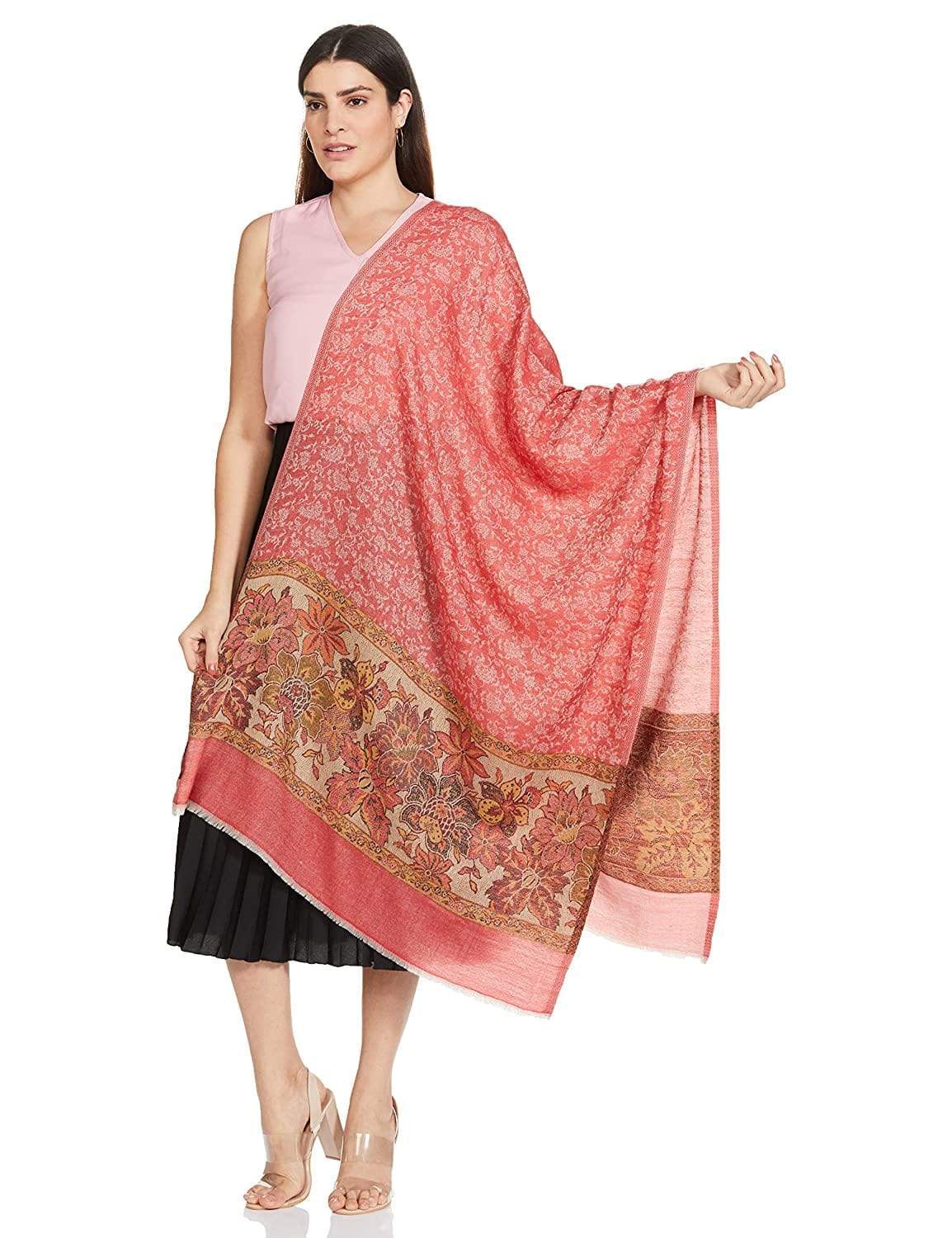 Pashtush India 70x200 Pashtush Women's Soft Wool Stole, Soft Wool Scarf, Floral Red