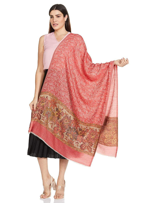 Pashtush India 70x200 Pashtush Women's Soft Wool Stole, Soft Wool Scarf, Floral Red
