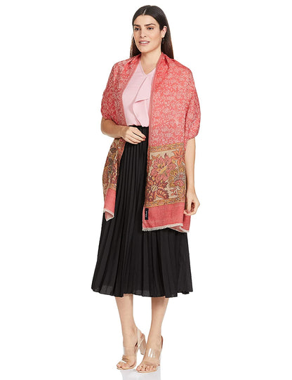 Pashtush India 70x200 Pashtush Women's Soft Wool Stole, Soft Wool Scarf, Floral Red