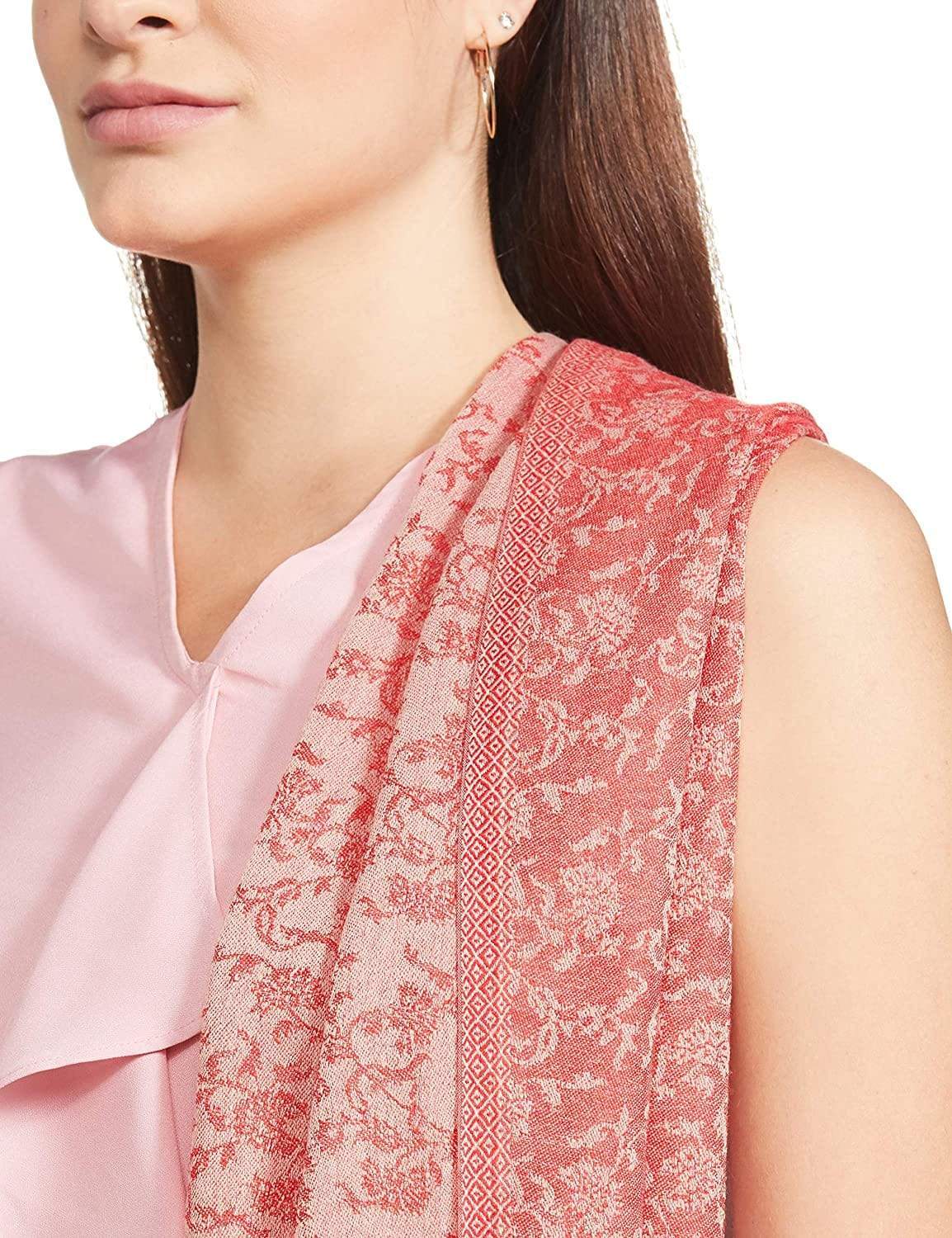 Pashtush India 70x200 Pashtush Women's Soft Wool Stole, Soft Wool Scarf, Floral Red