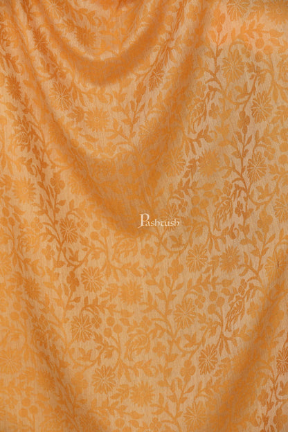 Pashtush Shawl Store Stole Pashtush Women's Wool Self Reversible Scarf Floral Jacquard Design, Silk-Wool