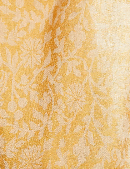 Pashtush India 70x200 Pashtush Women's Wool Self Reversible Scarf Floral Jacquard Design, Silk-Wool