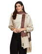 Pashtush India 100x200 PASHTUSH WOMEN'S WOOL SHAWL EMBROIDERED BORDER, BEIGE
