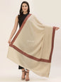 Pashtush India Womens Shawls Pashtush Women'S Wool Shawl Embroidered Border Beige