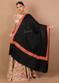 Pashtush Store Shawl Pashtush Women's Wool Shawl embroidered border, Rich Black