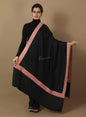 Pashtush Store Shawl Pashtush Women's Wool Shawl embroidered border, Rich Black