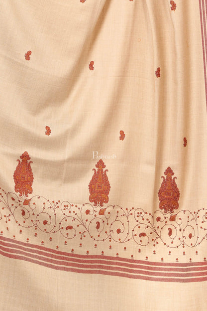 Pashtush India Womens Shawls Pashtush Women'S Wool Shawl With Hand Embroidery (Taupe , Free Size)
