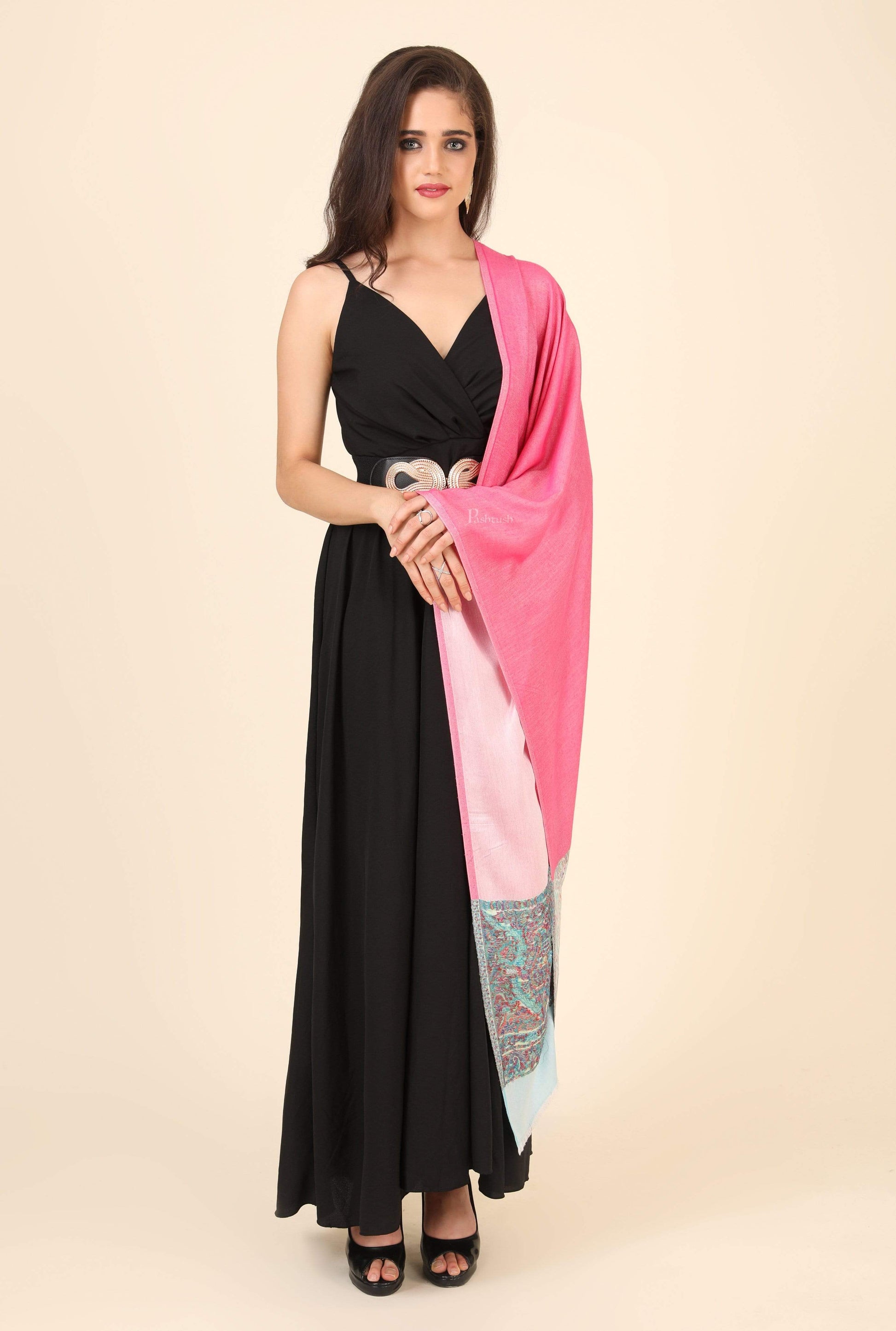 Pashtush India 100x200 Pashtush Women's Wool Soft Wool Cashmere Blended Shawl with Ethnic Weave Palla