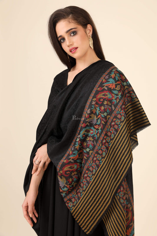 Pashtush India 100x200 Pashtush Women's Wool Soft Wool Cashmere Blended Shawl with Ethnic Weave Palla