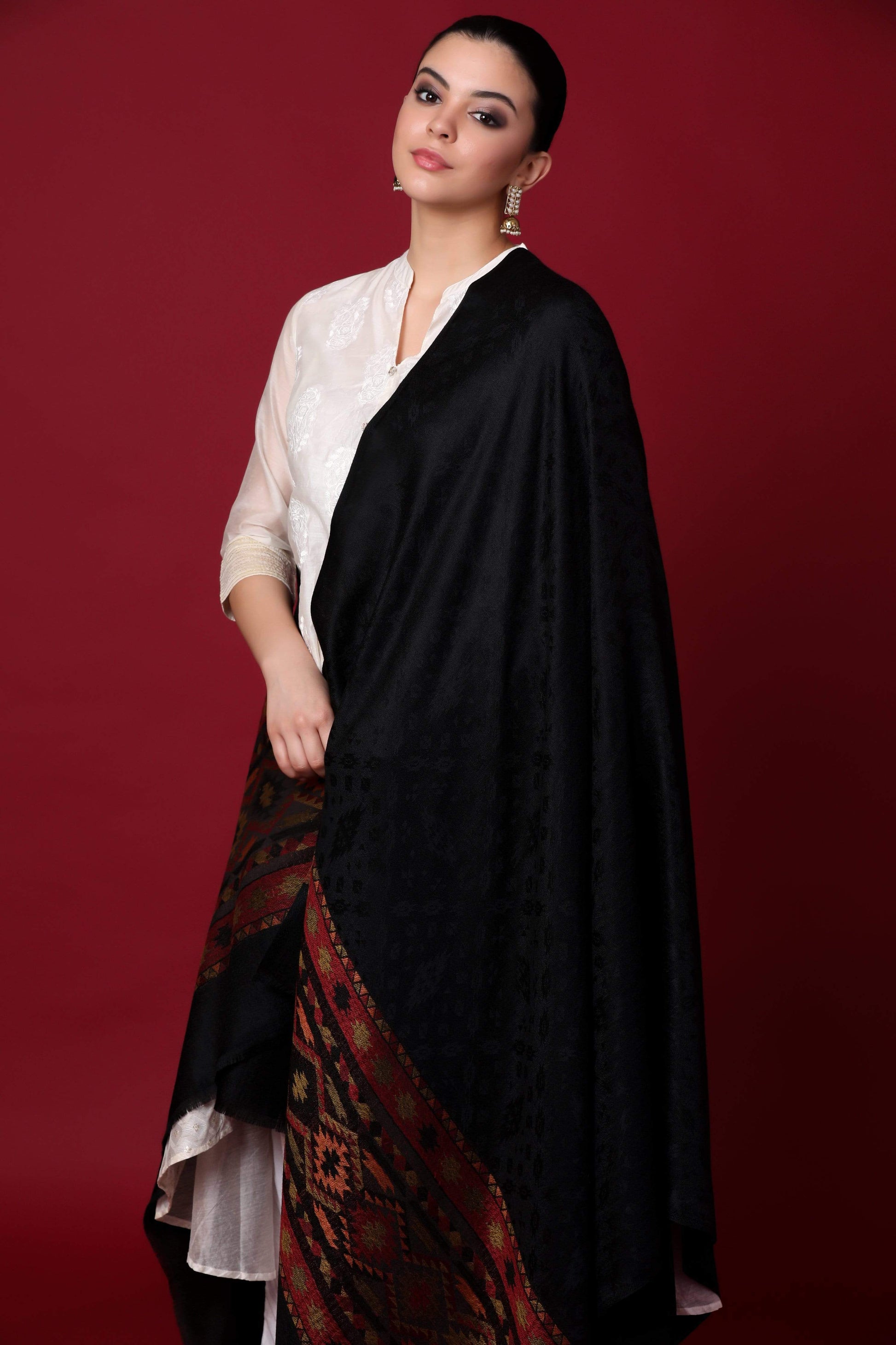 Pashtush India 100x200 Pashtush Women's Wool Soft Wool Cashmere Blended Shawl with Kaani Weave Palla