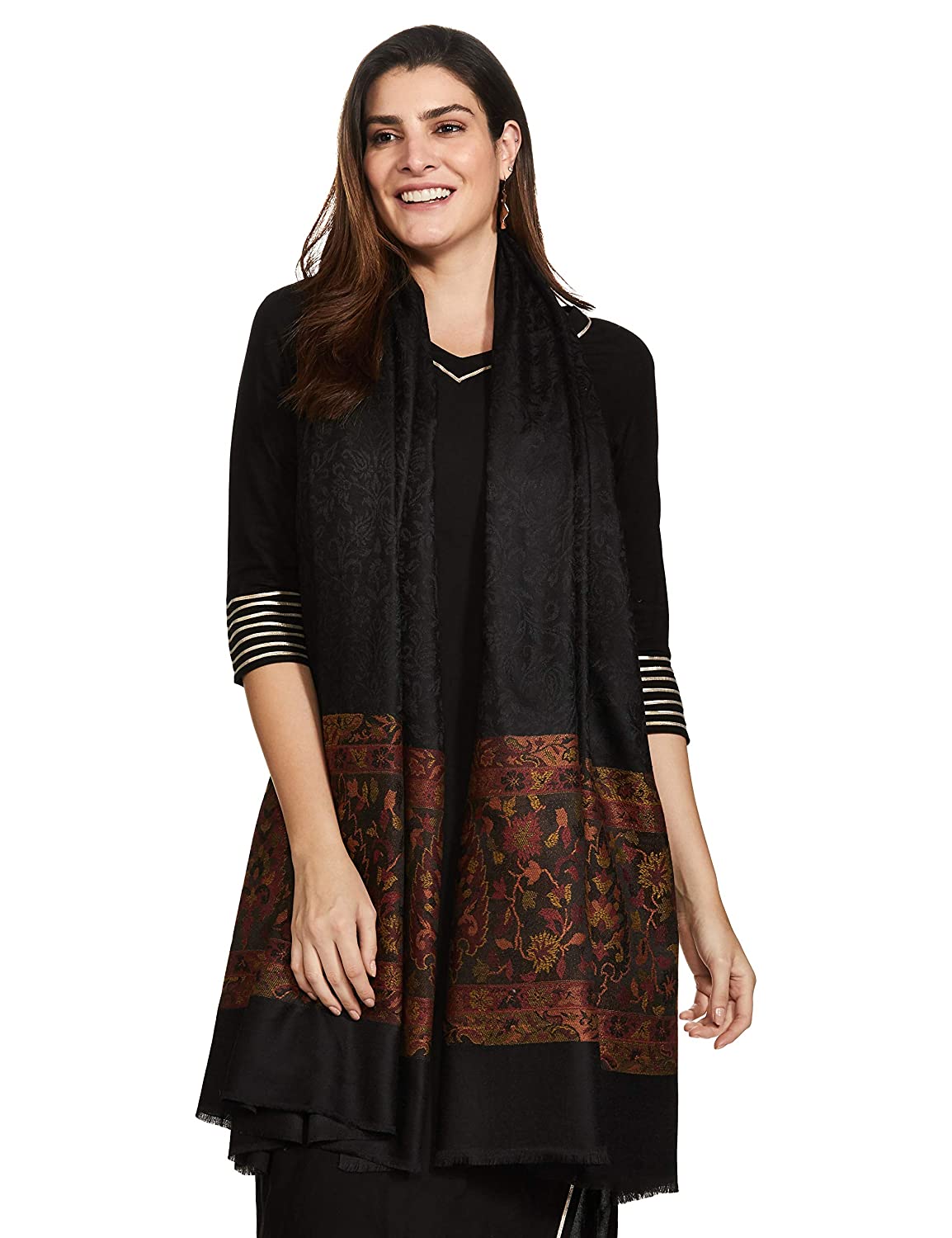 Pashtush India 100x200 Pashtush Women's Wool Soft Wool Cashmere Blended Shawl with Kaani Weave Palla