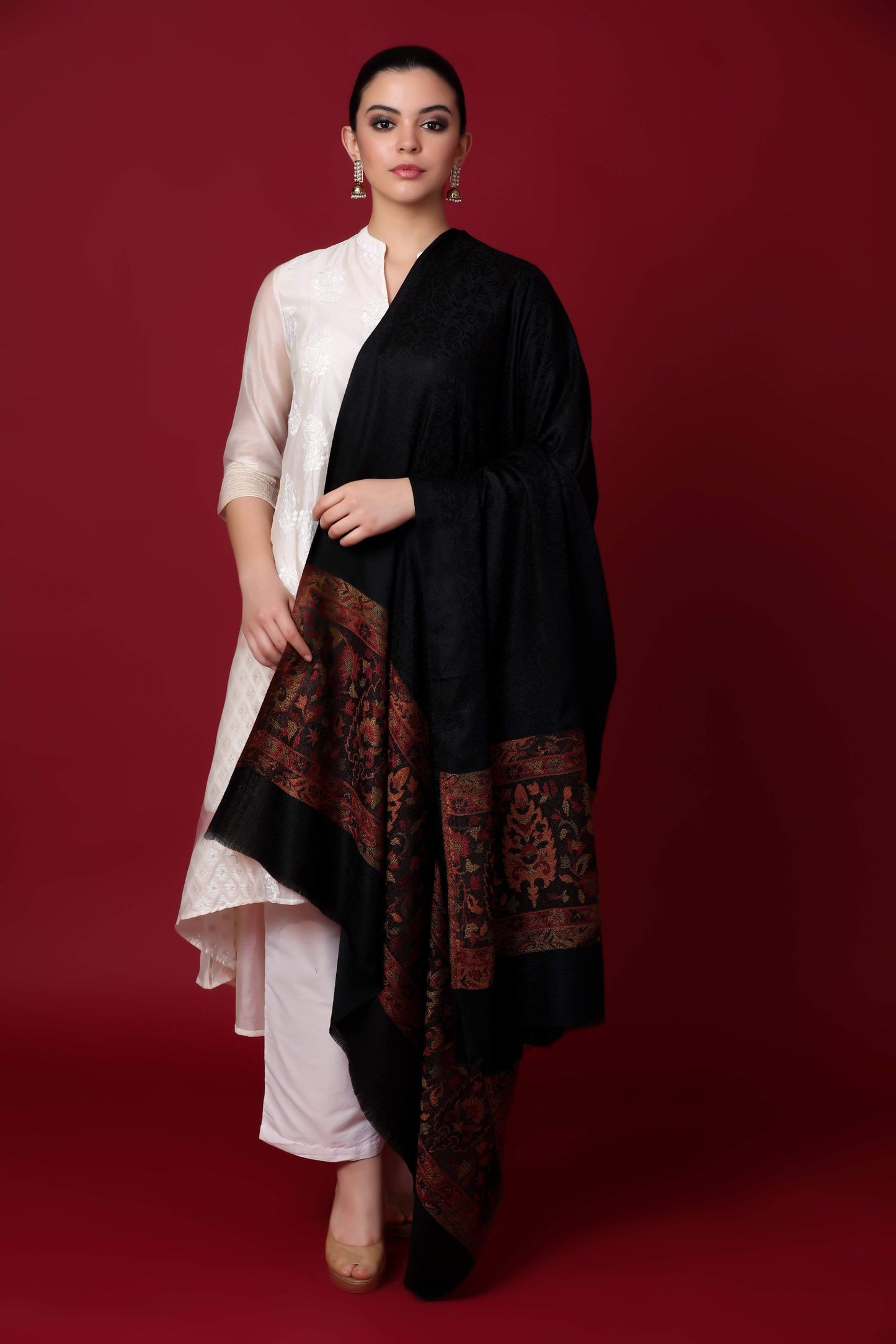 Pashtush India 100x200 Pashtush Women's Wool Soft Wool Cashmere Blended Shawl with Kaani Weave Palla