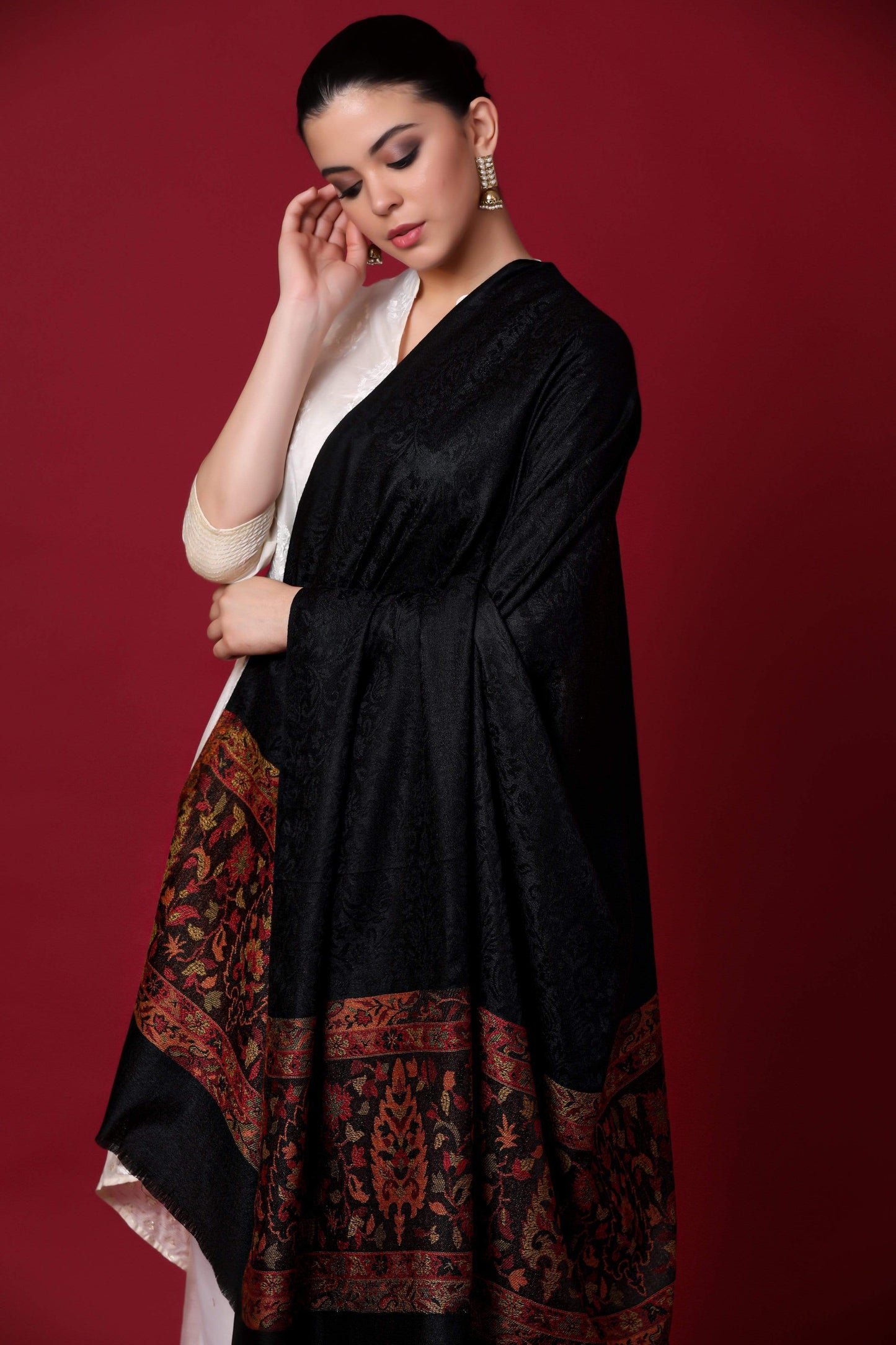 Pashtush India 100x200 Pashtush Women's Wool Soft Wool Cashmere Blended Shawl with Kaani Weave Palla