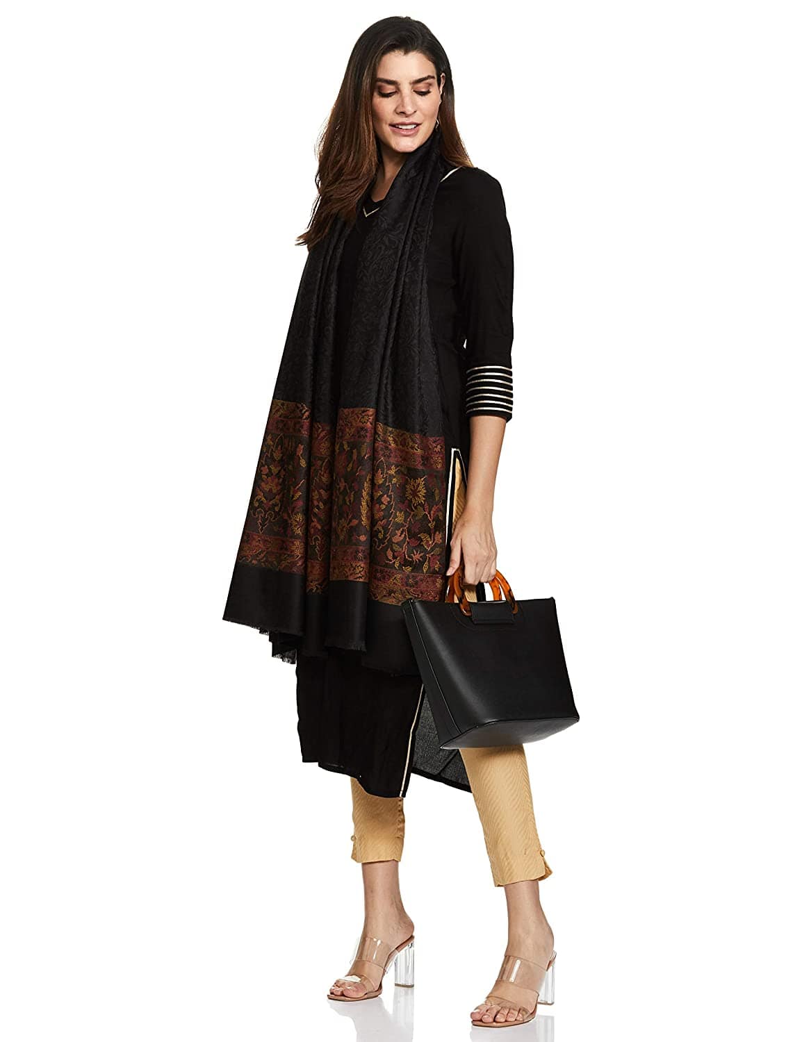 Pashtush India 100x200 Pashtush Women's Wool Soft Wool Cashmere Blended Shawl with Kaani Weave Palla