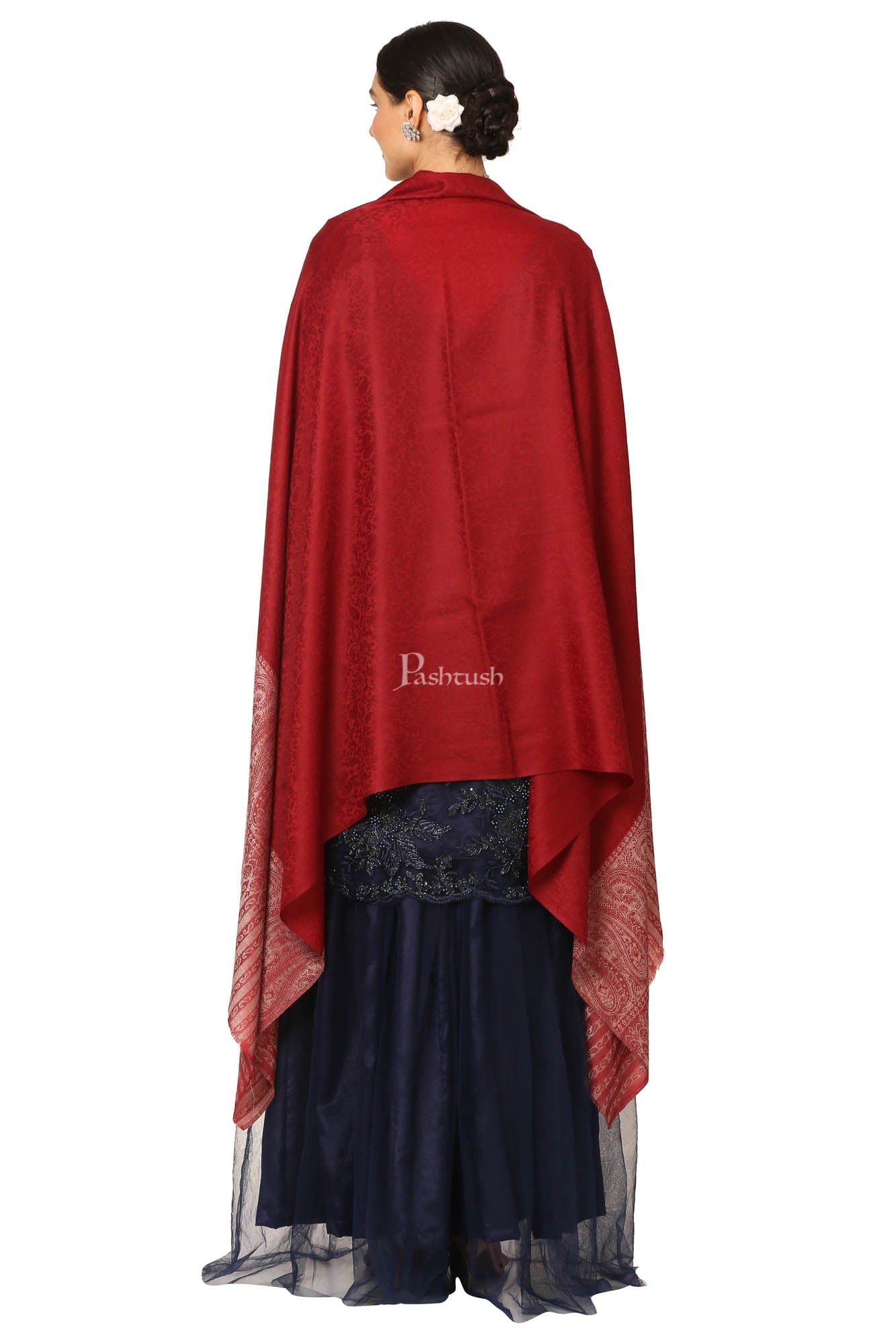 Pashtush India Womens Shawls Pashtush Women'S Wool Ultra Soft Fine Wool Cashmere Blended Shawl - Maroon