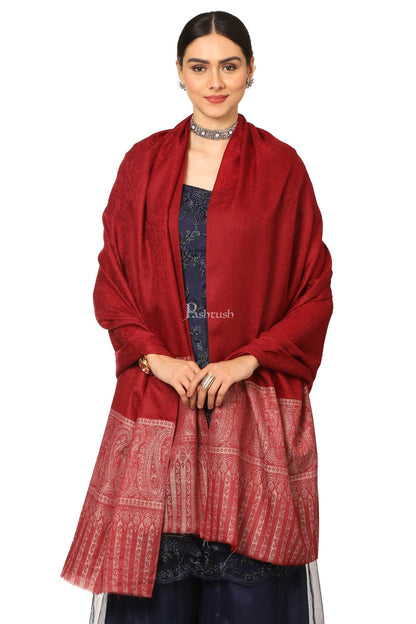 Pashtush India Womens Shawls Pashtush Women'S Wool Ultra Soft Fine Wool Cashmere Blended Shawl - Maroon