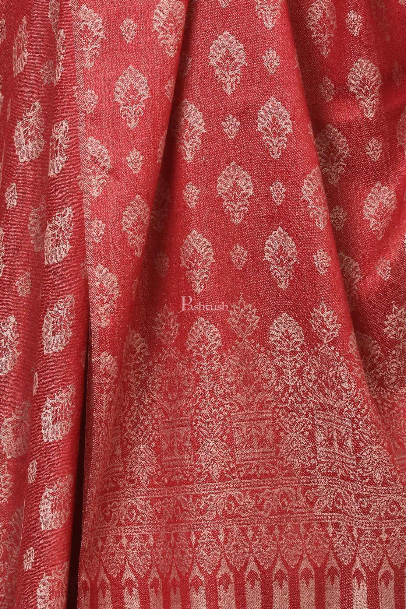 Pashtush India Womens Shawls Pashtush Women'S Wool Ultra Soft Fine Wool Cashmere Blended Shawl -  Red